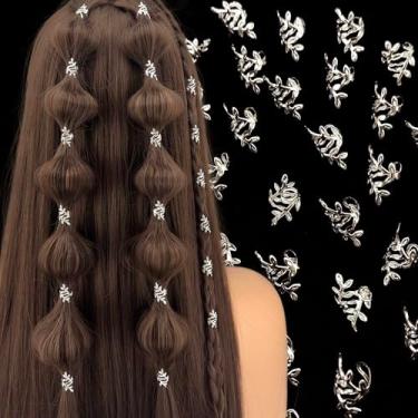 Imagem de Anéis de cabelo de liga de folha de videira tranças vintage acessórios de dreadlock