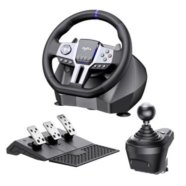 Imagem de PXN PC Steering Wheel, V9 GEN2 Universal Usb Car Sim 270/900 Degree Race Steering Wheel with 3-Pedals and Shifter Bundle for PC, Xbox One, Xbox Series X/S, PS4, PS3
