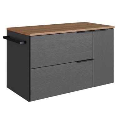Imagem de Gabinete Para Banheiro 02 Portas 01 Gaveta 80cm Mel Grafite Proddy Mel