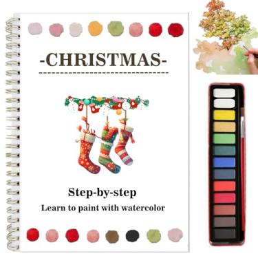 Imagem de Livro de colorir em aquarela, cenas da natureza, fácil para iniciantes, conjunto de pintura em aquarela, artesanato, kit de pintura para exploração criativa, presente para adultos e adolescentes