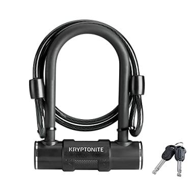 Imagem de Kryptonite Trava em U para bicicleta com cabo de aço trançado, trava em U de bicicleta antifurto de alta segurança, manilha de 12 mm e cabo de segurança de 8 mm x 4 pés de comprimento com chaves para