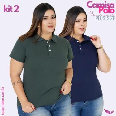 Imagem de Kit 2 Camisa Plus Size Gola Polo Feminina Tecido Premium e Ótimo Acaba