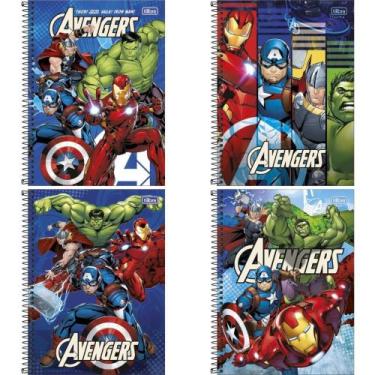 Imagem de Caderno 1X1 Capa Dura Avengers 80 Folhas FIT Pacote com 4 Unidades - T