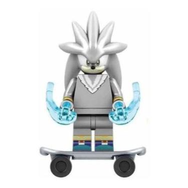 Imagem de Boneco Blocos De Montar Silver Skate Sonic The Hedgehog
