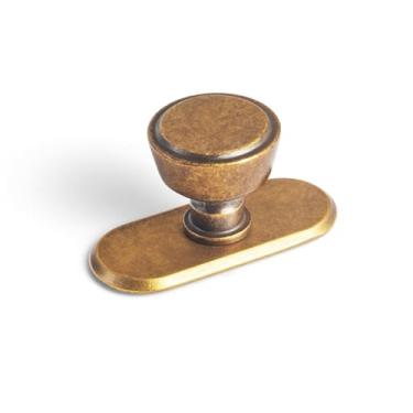 Imagem de Goo-Ki Puxadores de armário de latão antigo com placa traseira ou espaçador de ferragens de cozinha de liga de zinco - pacote com 6 puxadores de gaveta de orifício único/barra de parafuso