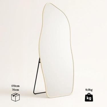 Imagem de Espelho Orgânico 170x70 Grande Corpo inteiro Com Moldura Alumínio Sala