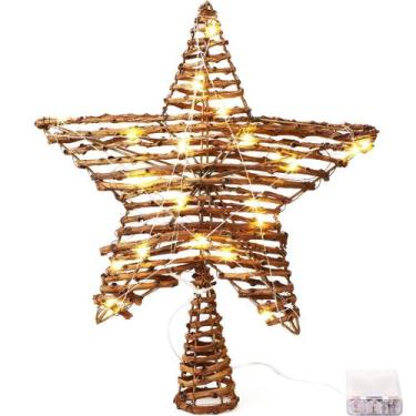 Imagem de Christmas Rattan Star Treetop Threan 35 cm com 20 luzes quentes