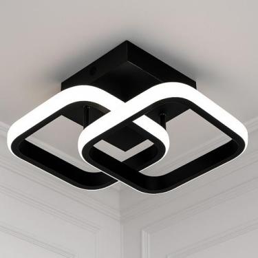 Imagem de Plafon LED Quadrado Duplo Preto Moderno de Teto para Sala e Quarto LUM