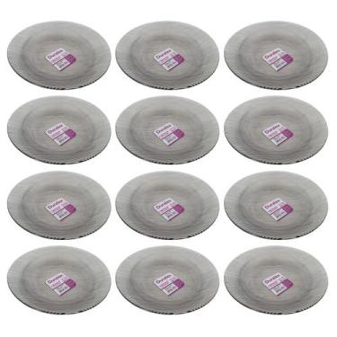 Imagem de Prato Fundo Diamante Fumê de Vidro Duralex 22cm 12 Unidades - Nadir 58