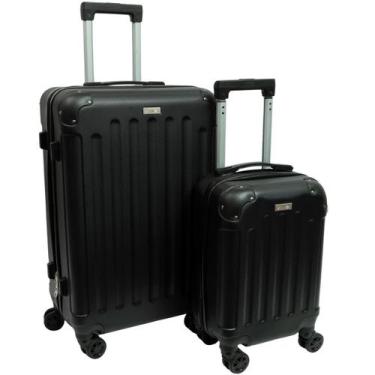 Imagem de Mala Viagem M e PP Leve Resistente Fechadura Segurança Viagem Preta Cl