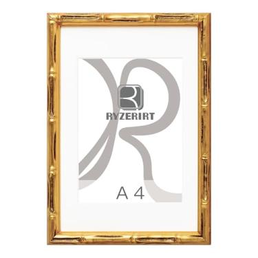 Imagem de RYZERIRT Moldura A4 de madeira, exiba imagens de 15 cm x 20 cm com tapete ou A4 sem tapete, molduras de pôster de bambu douradas, moldura para pendurar na parede 01