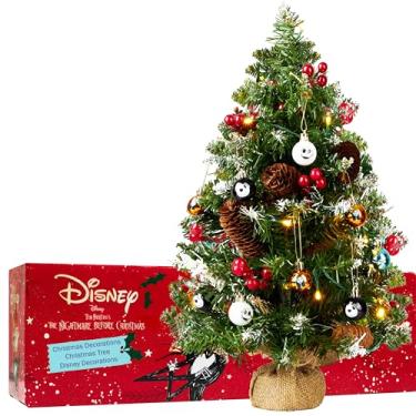 Imagem de Get Trend Árvore de Natal Disney Nightmare Before Christmas com 12 bolas, mini árvore artificial de 1,67 m com luzes LED e pontas foscas, decorações de Natal (Multi TNBC)