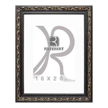 Imagem de RYZERIRT Moldura de madeira de 40,6 x 50,8 cm, exiba imagens 28 x 35,5 cm com tapete ou 40,6 cm x 50,8 cm sem tapete, porta-pôsteres, moldura para pendurar na parede 08