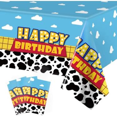 Imagem de YYMLBEC 3 toalhas de mesa de sereia rosa, capa de mesa de plástico descartável para festa de aniversário de meninas, decorações de chá de bebê, 137 x 274 cm (vaca)