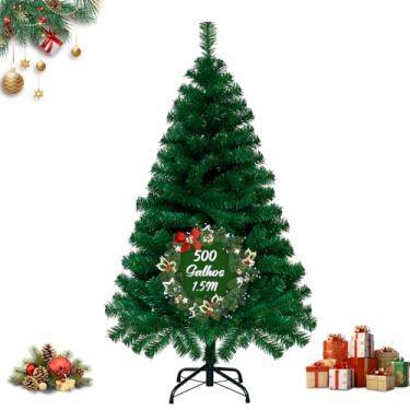 Imagem de Árvore De Natal 1,50m Pinheiro Luxo 500 Galhos Cheia Resistente Pinheiro De Natal Tradicional Verde Premium Cheia — Realista e Elegante Natal Encantador Decoração de Casa