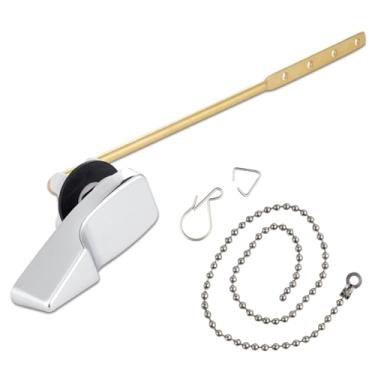 Imagem de Kit de substituição de alça de vaso sanitário de metal para montagem frontal universal compatível com vaso sanitário padrão americano/Mansfield/Gerber/TOTO/Kohler, alavanca de descarga de tanque de
