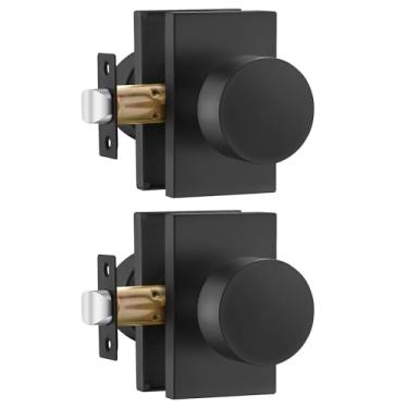 Imagem de goldenwarm Puxadores de porta de passagem preta, maçanetas de porta de armário preto fosco de liga de zinco, passagens de maçanetas pretas, acabamento resistente para hall e maçanetas de armário,