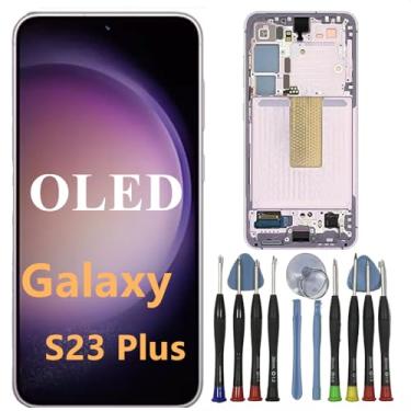 Imagem de LMZSHAZK Tela De Substituição Oled Galaxy S23 Plus Para Samsung 5G, Conjunto Digitalizador Touchscreen Sm-S916U Sm-S916U1 Sm-S916B, Suporte Impressão Digital (Com Moldura Roxa + Ferramentas)