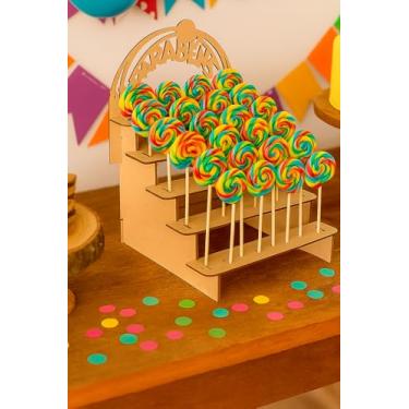 Imagem de Display Escadinha MDF Cru para Pirulitos – Suporte Piruliteiro Decorativo Festa Infantil OPPS®