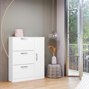 Imagem de Sapateira 4 Portas Manu Basculante em MDF Resistente Moderno Branco