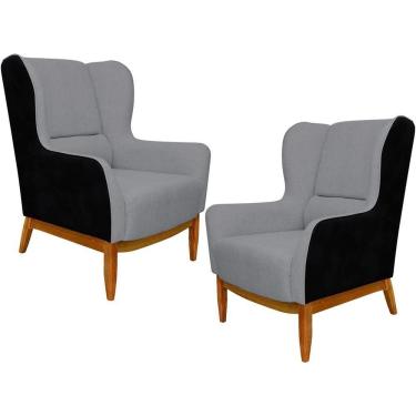 Imagem de Kit 02 Poltronas Milena D02 Cinza C-416 Preto