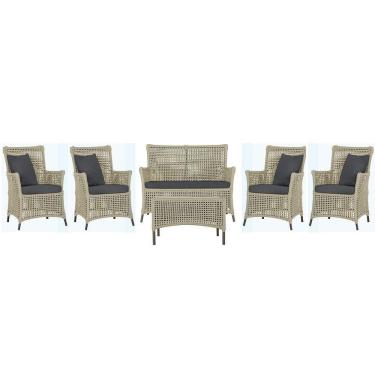 Imagem de Jogo Sofá 4 Poltronas E Mesa Igapó Marrom E11 Trama Original Rami