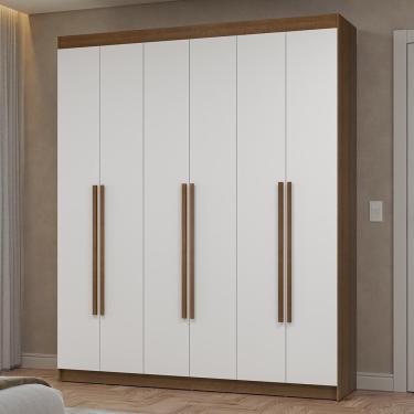 Imagem de Guarda-roupa Casal 6 Portas Batentes Netuno Madesa Rustic/branco