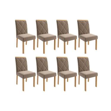 Imagem de Kit 8 Cadeiras Sala Jantar Fernanda Wood 8 Un Carvalho-suede Joli Capuccino - Cimol