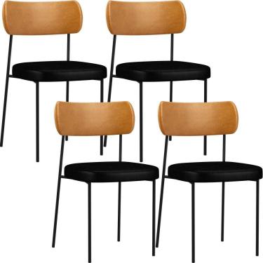 Imagem de Kit 04 Cadeira Para Sala De Jantar Melina L02 Preto Whisky