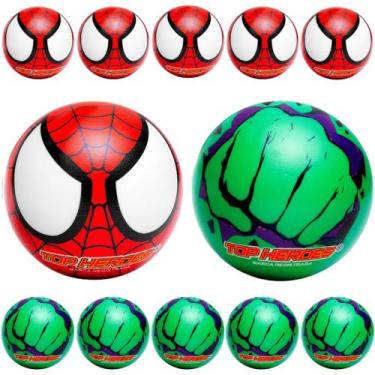 Imagem de Combo 10 Bolas Vinil Leite Huk e Spider Aranha Lembrancinhas Festa Inf