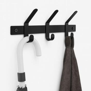 Imagem de Cabideiro Suporte de Parede Organizador Brasforma Preto 6 Ganchos Robu