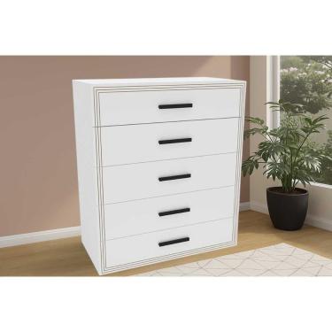 Imagem de Cômoda Casal Valência C- 5 Gavetas Branco - Politorno