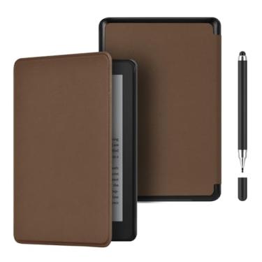 Imagem de Akacy Capa de textura de couro sintético para Kindle paperwhite de 6,8 polegadas 11 Geração (2021, Modelos M2L3EK). Capa traseira de borracha TPU de silicone flexível e fina, fina, com cantos