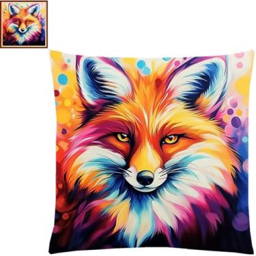 Imagem de Lovxvouy Kits de ponto cruz para adultos iniciantes - kit de ponto de agulha pré-impresso, kits de ponto cruz, kit de pontos cruzados, kit de pontos cruzados, kit de bordado, raposa colorida, 45,7 x