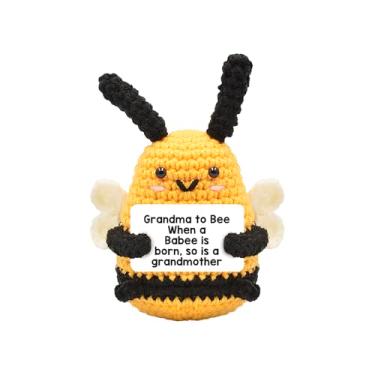 Imagem de Adorável abelha cravejada à mão – Acompanhante de apoio emocional positivo de 7 cm com cartão motivacional, decoração de mesa divertida para escritório/casa, presente para amigos/colegas/aniversários