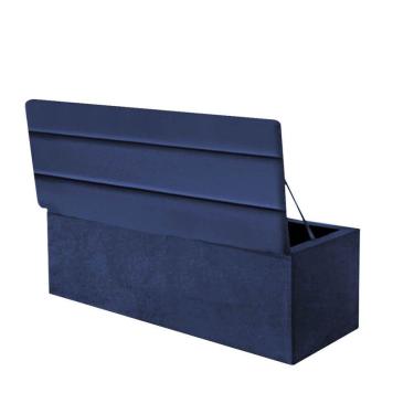 Imagem de Calçadeira Baú Recamier Estofada Cama King 190cm Argentina Suede Azul- Mabe Magazine