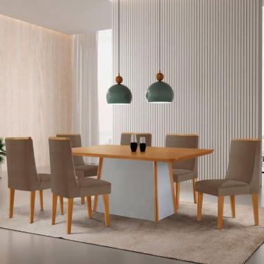 Imagem de Mesa De Jantar Diane 180cm Tampo Mdf Lam-6 Cadeiras Lisboa