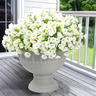 Imagem de Khyxvbcd Flores artificiais para decoração de casa de jardim interno ao ar livre, margarida de flor sintética com folhas de eucalipto, plantas falsas, vegetação, buxo, varanda, pátio, 12 pacotes