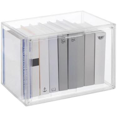 Imagem de Prateleira de cubo de plástico de 35 x 28 x 28 cm, estante de acrílico transparente com ranhuras de alça, organizador de camada única aberta