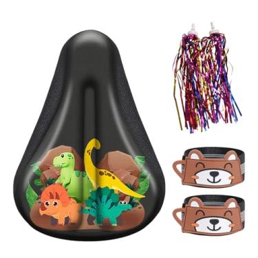 Imagem de Almofada de assento de bicicleta infantil, capa de assento de bicicleta infantil, almofada super macia e confortável, espuma viscoelástica respirável, design antiderrapante, fácil de instalar, ajuste