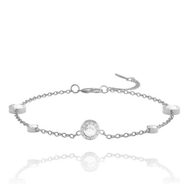 Imagem de Pulseira feminina banhada a ouro 18K, corrente de strass de cristal, comprimento ajustável, 7.5 Inches, Aço de titânio, Sem Pedra Preciosa