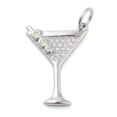 Imagem de MakemadeDIY 10 pingentes micropavê de taça de vinho esmaltada banhada a platina 18 K zircônia cúbica Martini pingentes pingentes de latão para fazer joias, colares, pulseiras, brincos, presente de