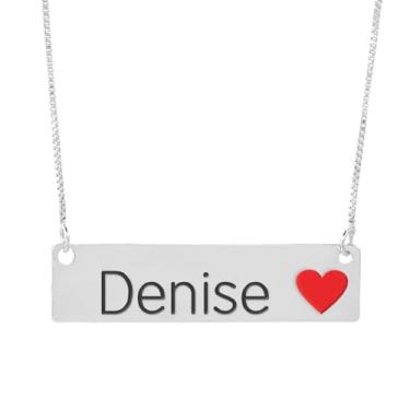 Imagem de Colar Semijoia Nome Personalizado Coração Resinado Denise Banhado em Prata 1000-999001781