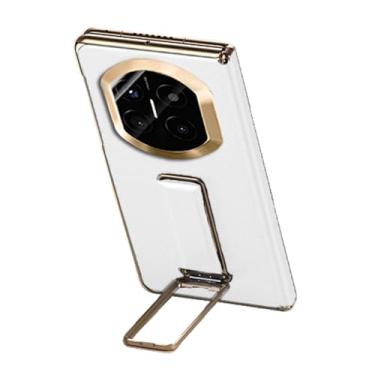 Imagem de FWYANZH Capa de couro para Huawei Mate X7, capa invisível com suporte de alça de pulso dobradiça para câmera à prova de choque, capa traseira de telefone luxuosa, branca, Mate X7