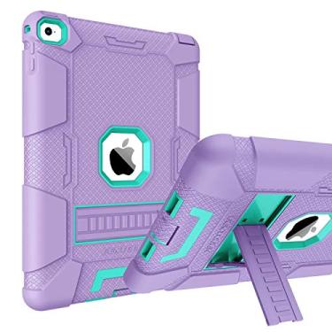 Imagem de Capa para iPad Air 2, BENTOBEN Kickstand 3 em 1 [macia e dura] híbrida à prova de choque resistente resistente a arranhões e arranhões para iPad Air 2 Retina (iPad 6), M753-Purple/Green