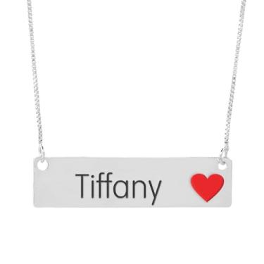 Imagem de Colar Semijoia Nome Personalizado Coração Resinado Tiffany Banhado em Prata 1000-999001974