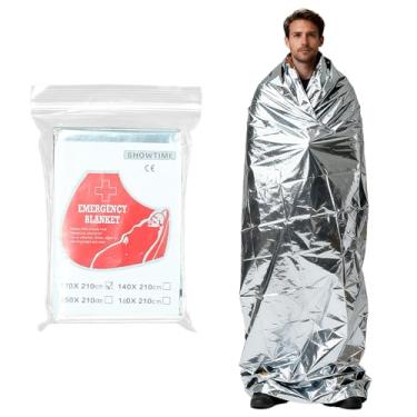 Imagem de 1 cobertor térmico de emergência Mylar para sobrevivência de acampamento, cobertores de alumínio para aquecimento, cobertor refletor de calor para atividades ao ar livre, caminhadas, maratonas