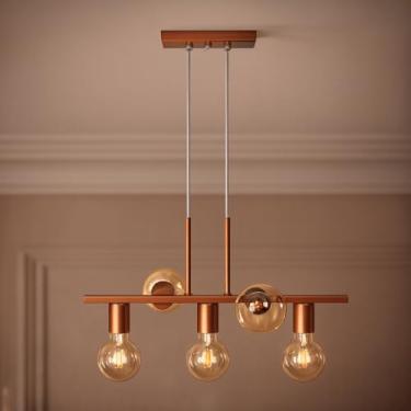 Imagem de Luminária de teto Pendente Rubis 5 Lâmpadas Moderno Industrial (Estilo Jabuticaba) (Cobre Verniz)