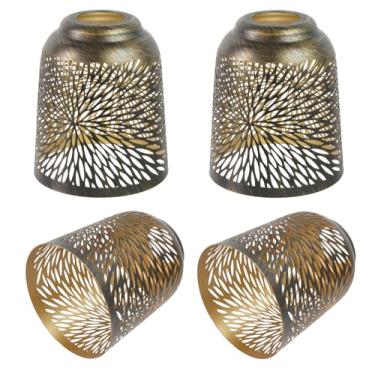 Imagem de Abajur de metal de crisântemo gravado para substituição de capas de ventilador de teto, pacote com 4, ajustador, 14,2 cm de altura e 12,7 cm de diâmetro, serve para abajur pendente