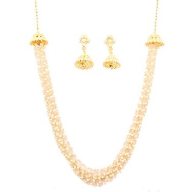 Imagem de Touchstone "Rani Haar Collection longo multicamadas indiano Bollywood Finamente entrelaçadas pérolas falsas com aparência inovadora, conjunto de colar de joias de designer em tom dourado para